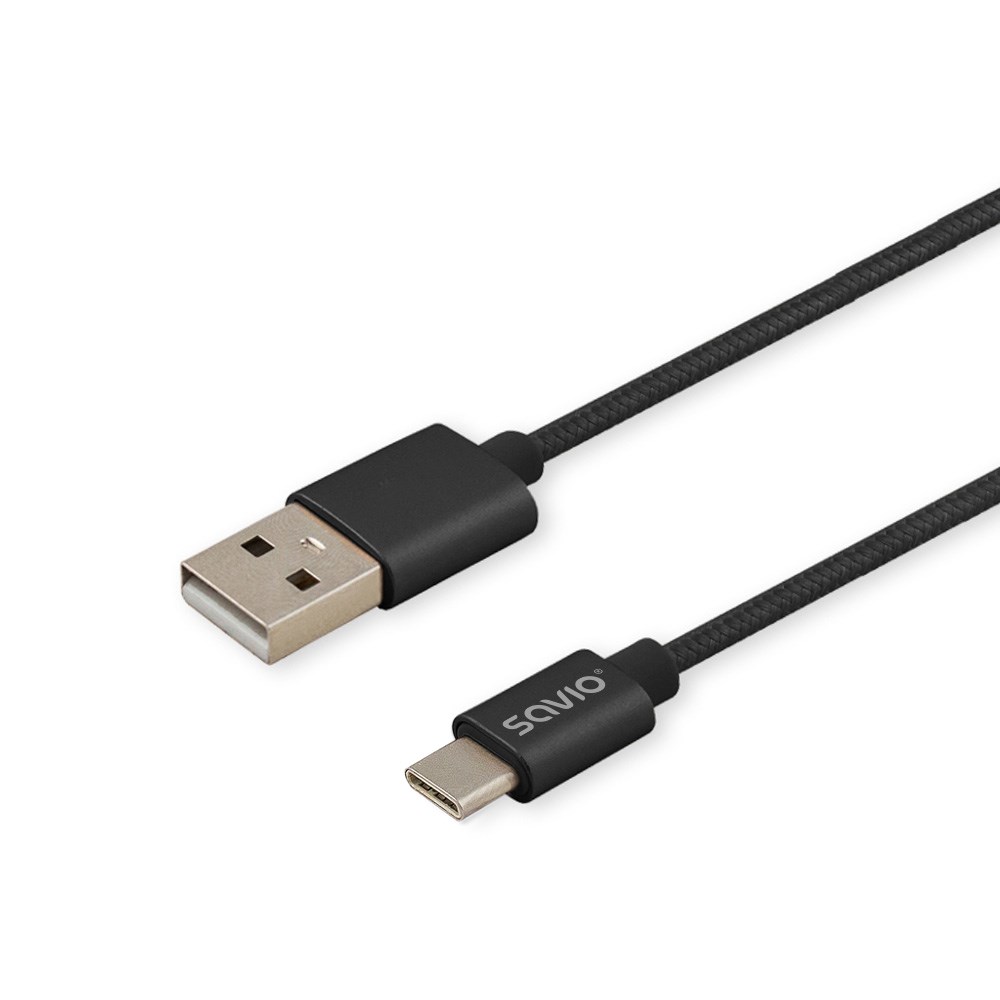 Kabllo Savio, USB A / USB C, 2 m, e zezë