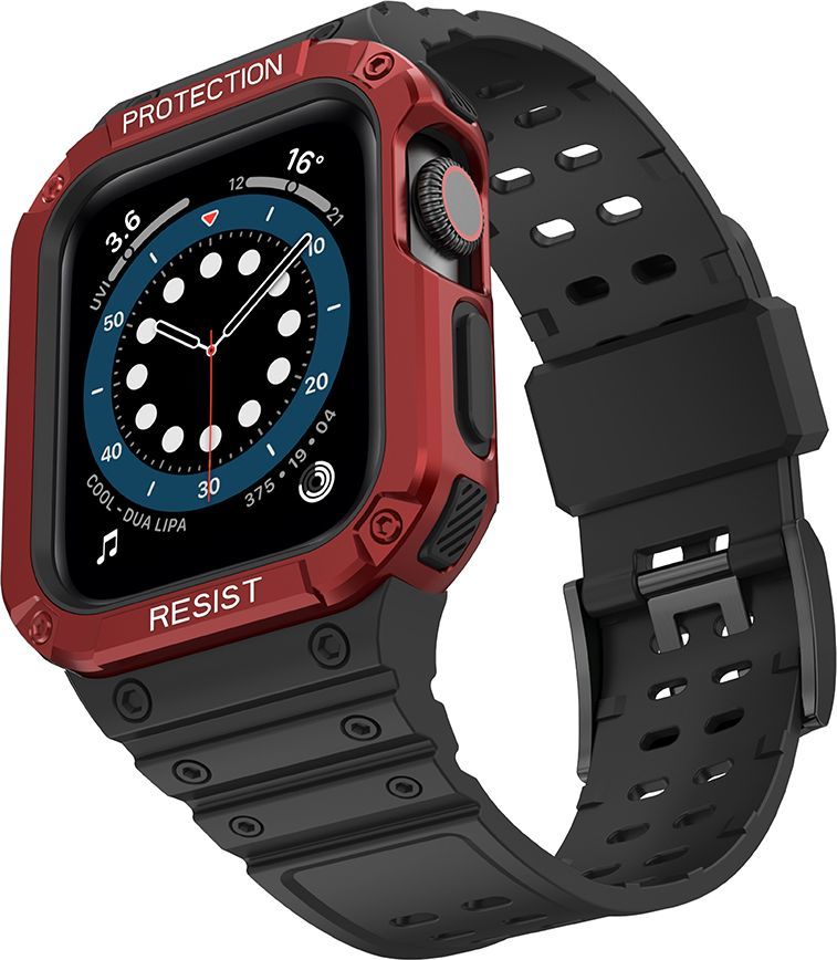 Rrip ore Hurtel Protect Strap me kasë për Apple Watch 45 44 42mm, i zi