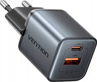 Karikues Vention 30W GaN, USB Type C, PD3.0 QC3.0, i bardhë