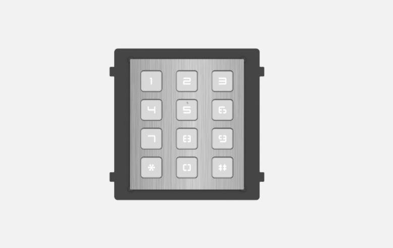 Tastierë interkomi Hikvision DS-KD-KP/S, seri Pro, për akses me kod, gri
