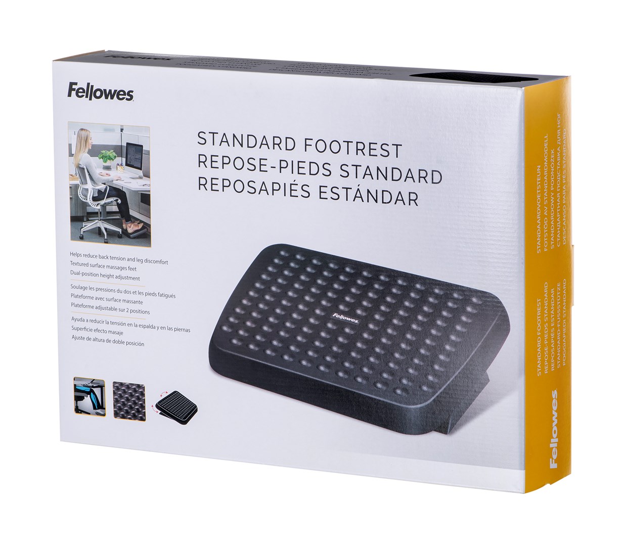 Mbështetëse këmbësh Fellowes Standard, ergonomike, e rregullueshme, e zezë