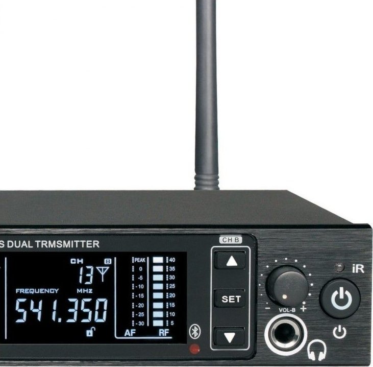 Sistem monitorimi në vesh DNA IN-EAR Double, wireless, UHF 518–542 MHz, i zi