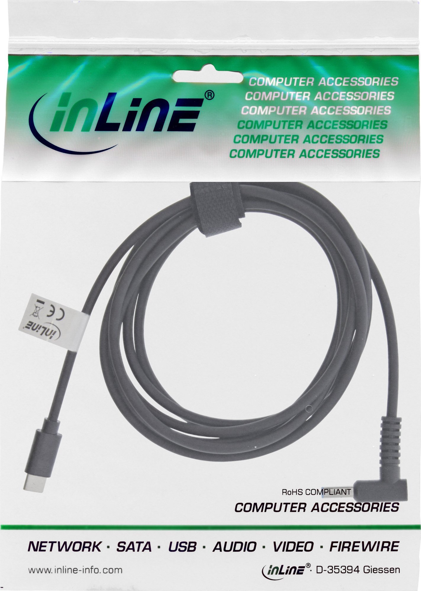 Kabllo karikimi InLine USB Type C në HP Notebook, Power Delivery 65W, 2m, e zezë