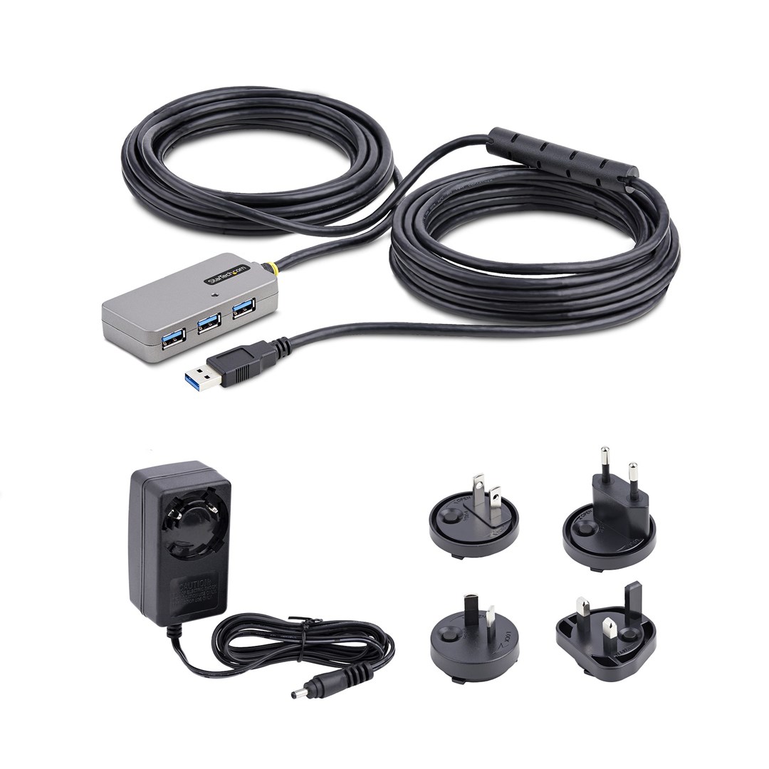Qendër USB Startech, 10m, 4 porte USB 3.0, i hirtë