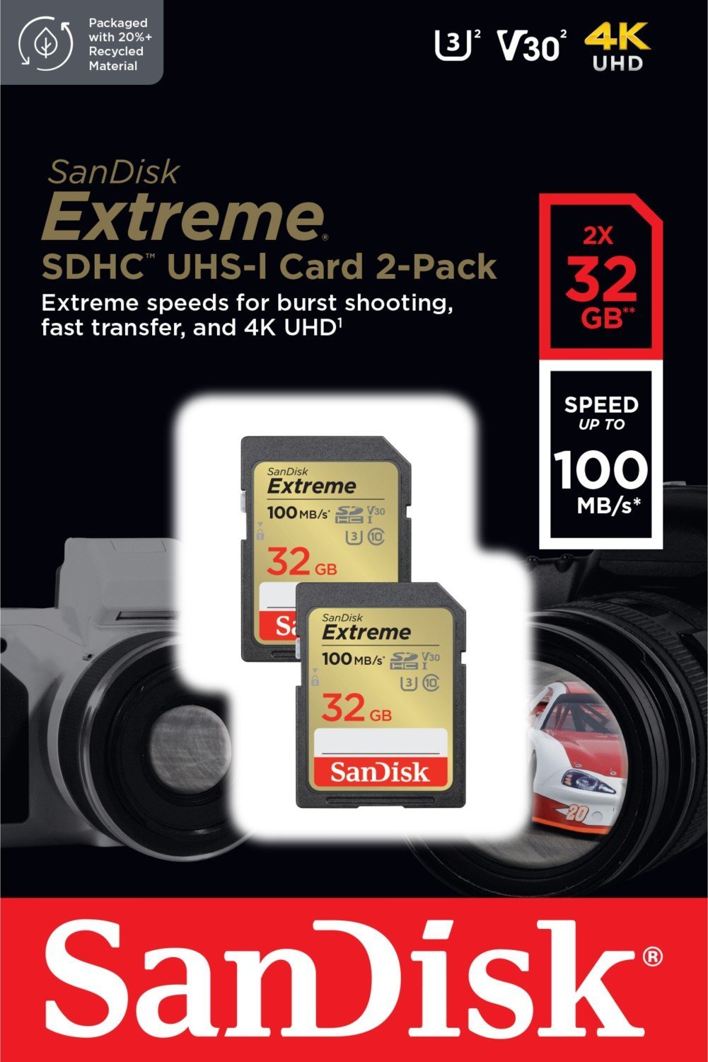 Kartë memorie SanDisk SDSDXVT, 32GB SDHC, Class 10, e zezë