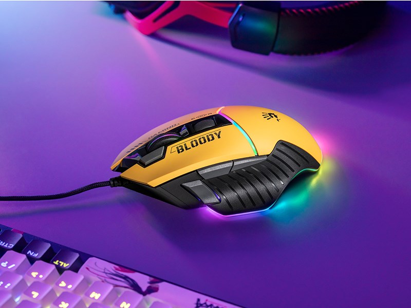 Maus gaming A4Tech Bloody W95Max Sports, 12000 CPI, RGB, jeshil lime