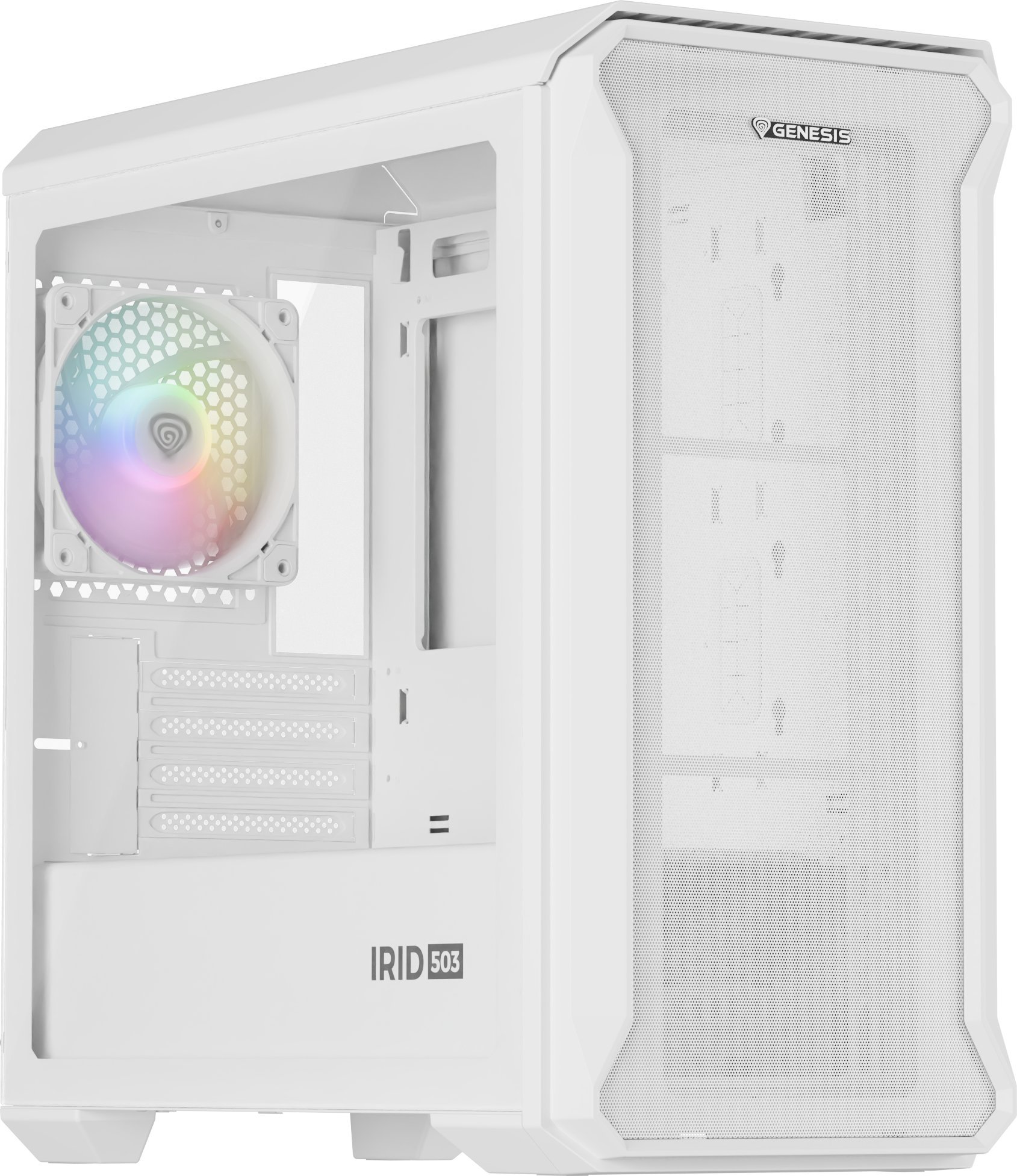Kuti kompjuteri Natec Genesis Irid 503 ARGB Lite, Micro Tower MATX Mini ITX, panel xhami i temperuar, e zezë