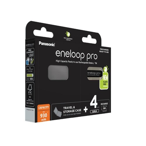 Bateri rikarikuese Panasonic Eneloop Pro AAA, 930mAh, set 4 copë, e zezë