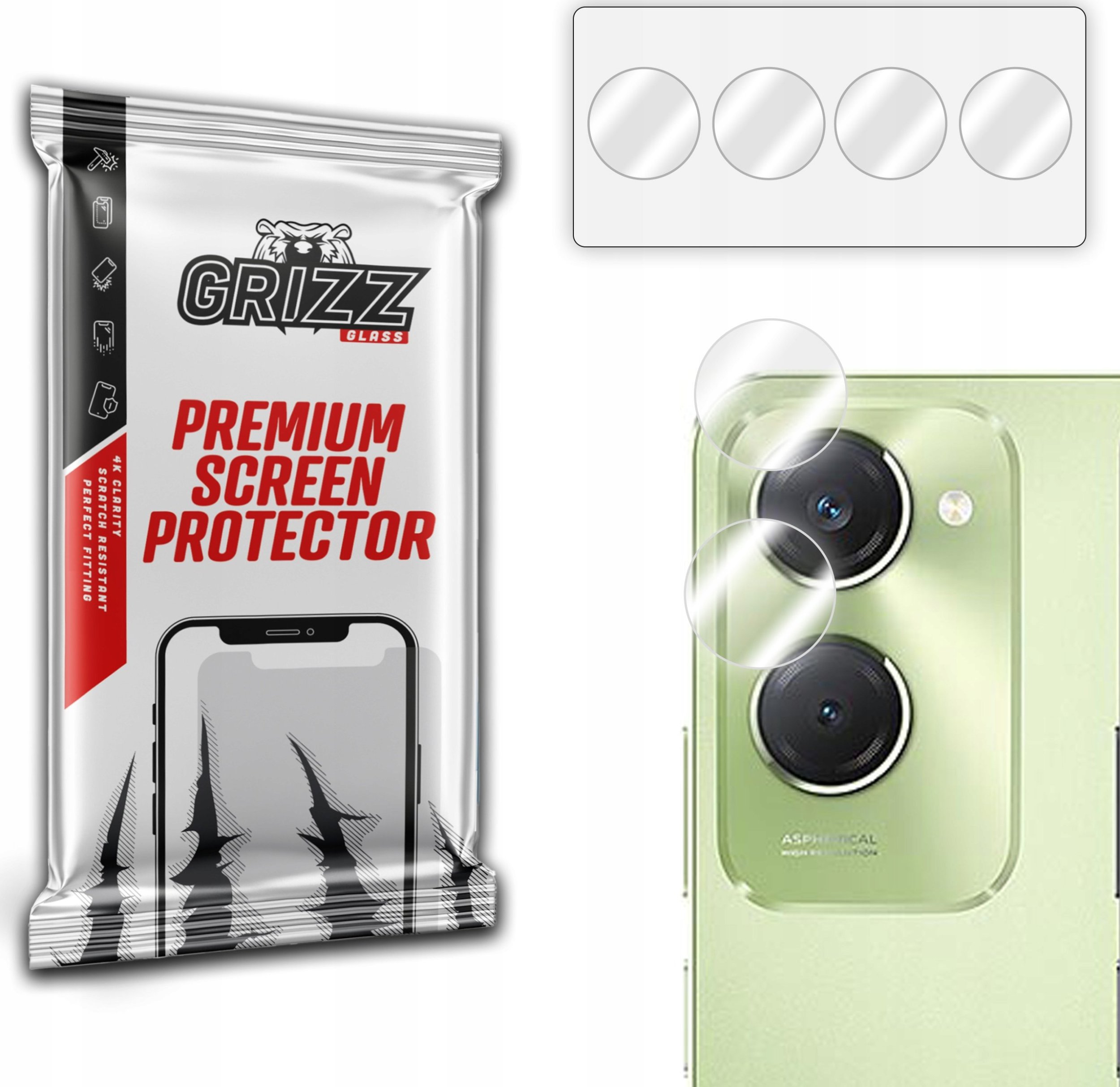 Xham mbrojtës kamerë 2 copë Hybrid për Vivo T3 Lite, transparent