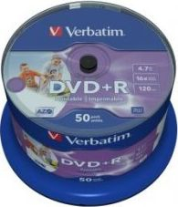 Set i CD DVD+R Verbatim 43512, 4.7GB, 16x, 50 copë