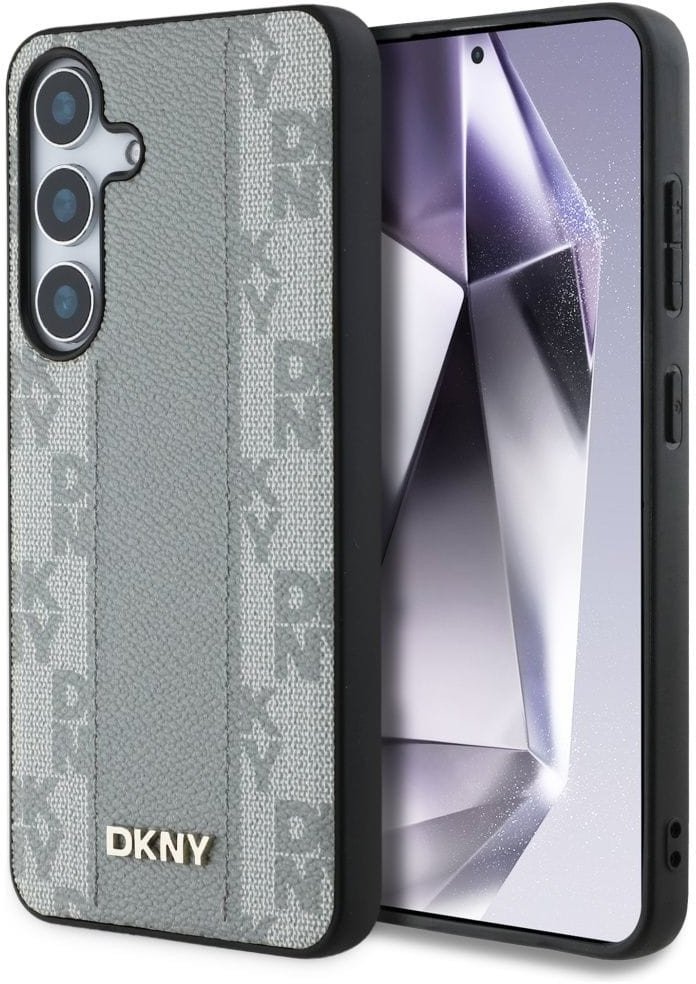 Навлака DKNY Leather MagSafe Case за Samsung Galaxy S25, мотив шах, беж
