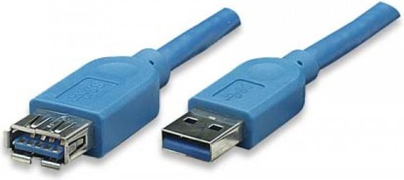Kabllo Techly USB-A në USB-A, 0.5 m, e kaltër