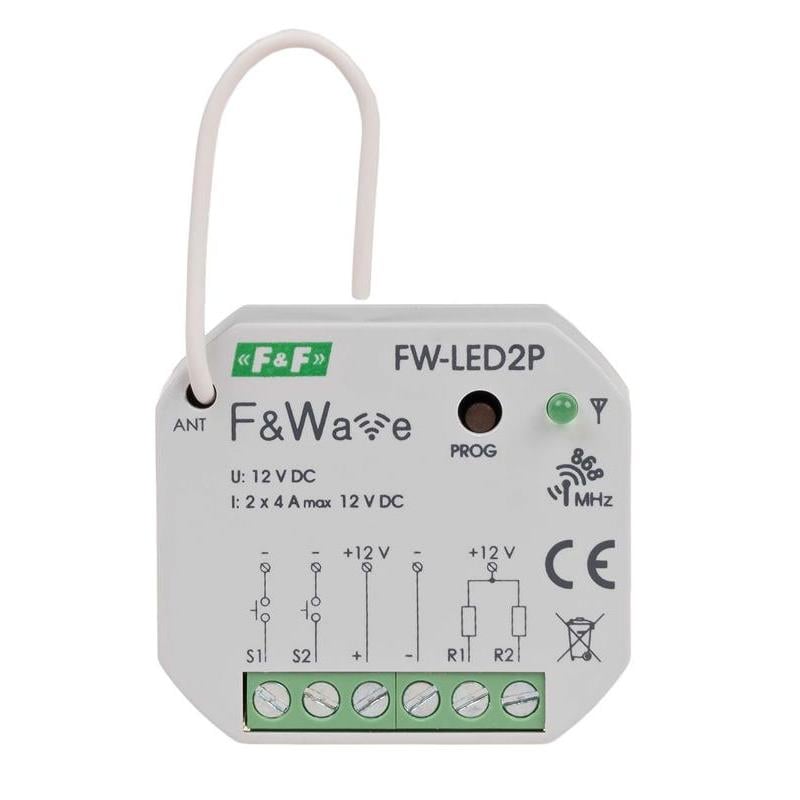 Kontrollues radio LED dykanalësh FW-LED2P, 12V DC, 868 MHz, i bardhë