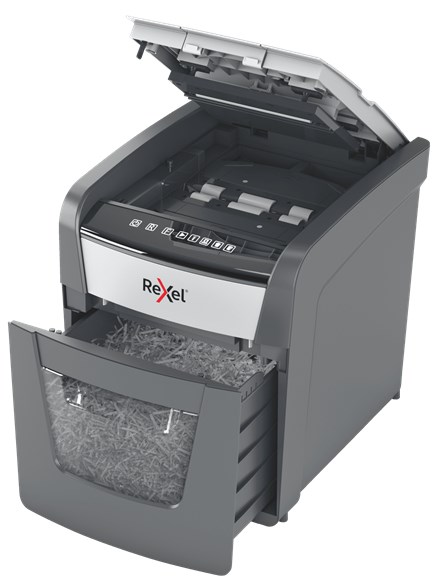 Grirës dokumentesh Rexel Optimum AutoFeed+ 50X, 50 fletë, kosh 20L, gri