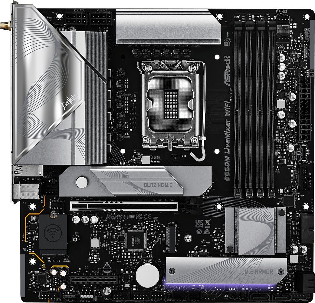 Pлоча Asrock B860M LiveMixer WiFi, Intel B860, DDR5, Micro ATX