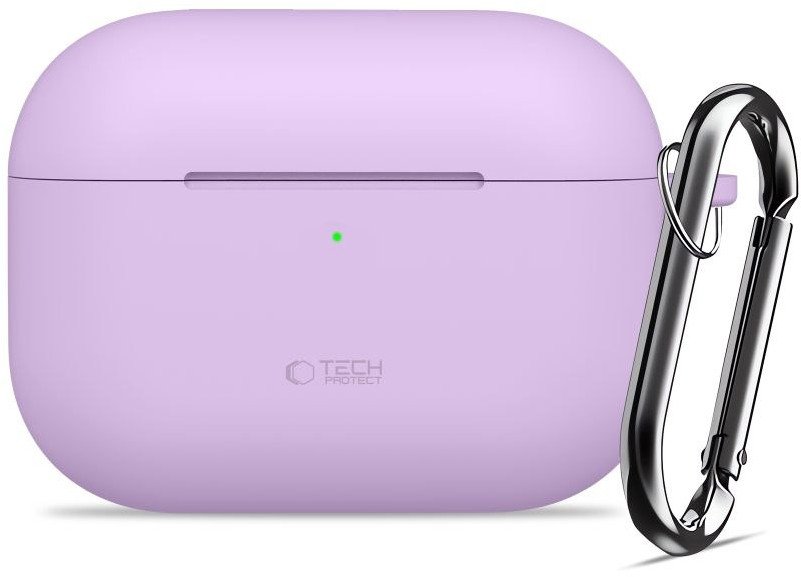 Kuti mbrojtëse Tech-Protect për AirPods Pro 3, silikon, me karabinë, lavender