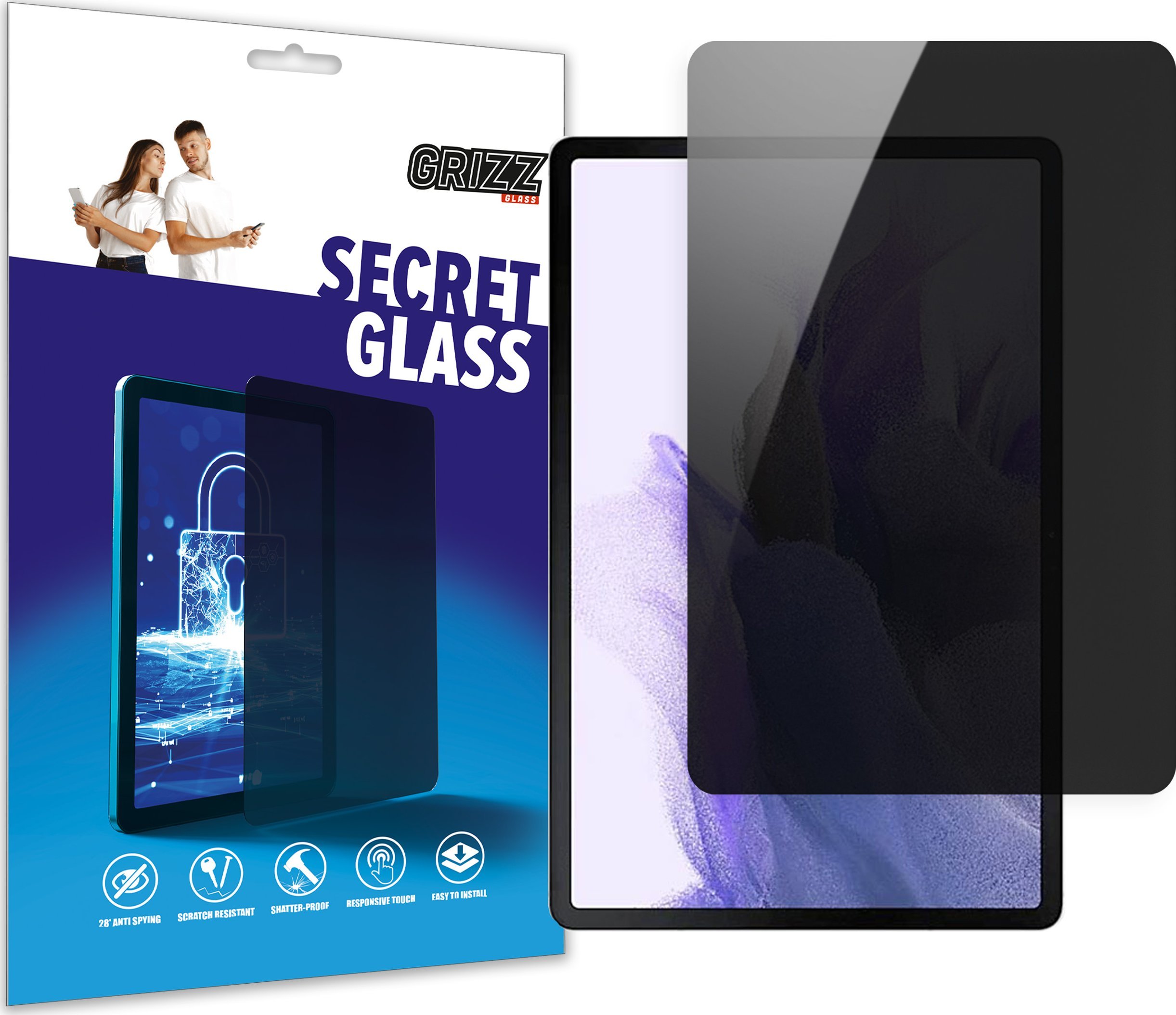 Xham mbrojtës GrizzGlass Matte SecretGlass për Samsung Galaxy Tab S7 FE, efekt privatësie, matte, transparent
