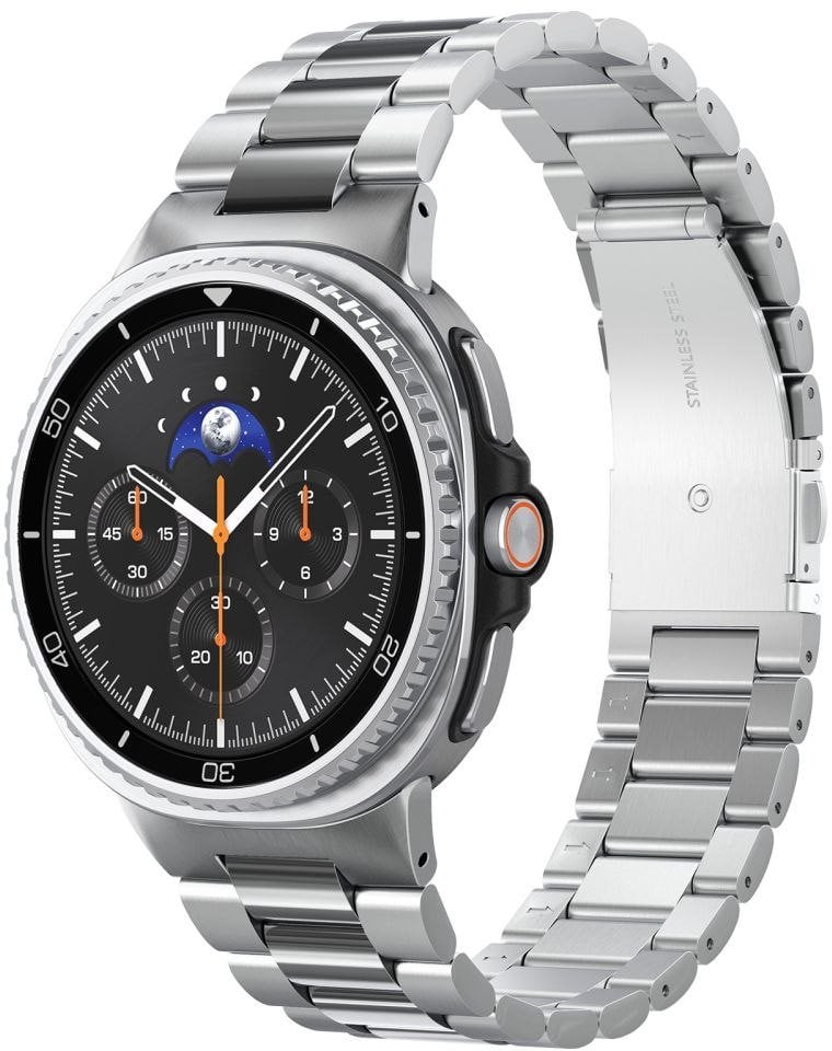 Rrip ore inteligjente Spigen Modern Fit 316L për Samsung Galaxy Watch 8 44/40mm dhe 8 Classic 46mm, çelik inox, argjend
