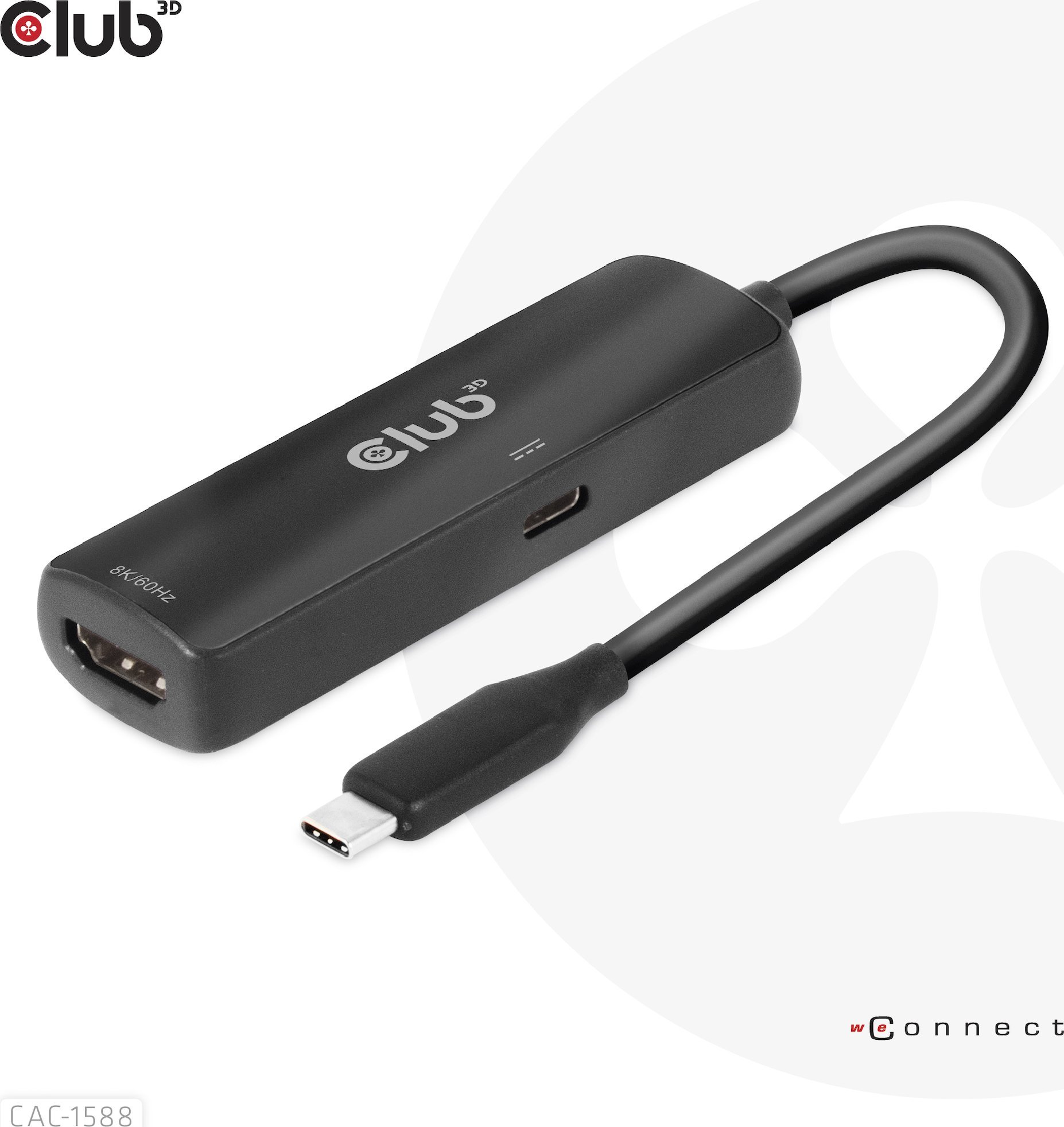 Adapter USB C në HDMI Club 3D CAC 1588, 8K 60Hz, 4K 120Hz, i zi