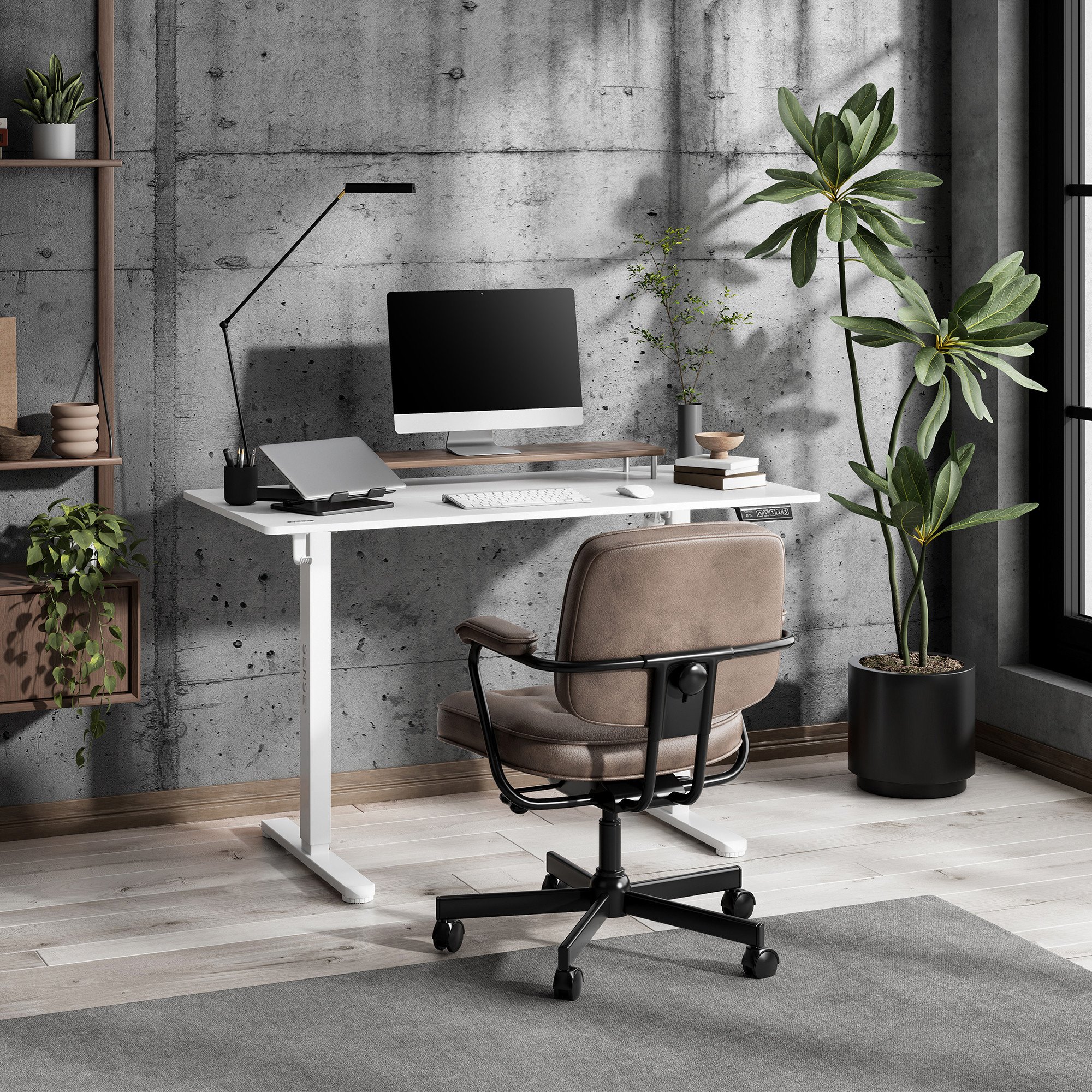 Tavolinë elektrike SENSE7 NOJO LIGHT, 120 cm x 60 cm, e bardhë