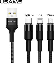 Kabllo karikimi Usams U5 3in1, 1.5m, 2A, e zezë