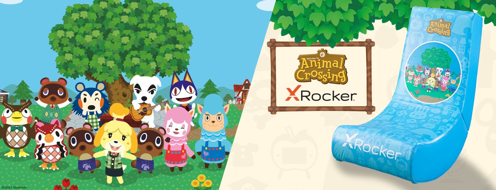 Karrige lojërash X Rocker Nintendo Video Armchair Animal Crossing, kompakte, e kaltër