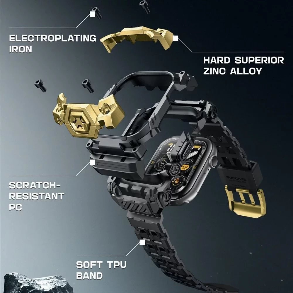 Rastë me rrip Supcase Unicorn Beetle Ore për Apple Watch 10, 46mm, gold