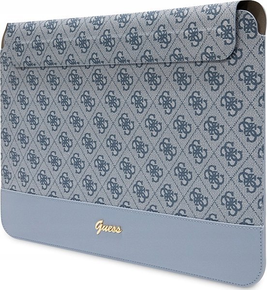Çantë laptopi Guess Metal Logo Sleeve, 14", lëkurë Saffiano, e zezë