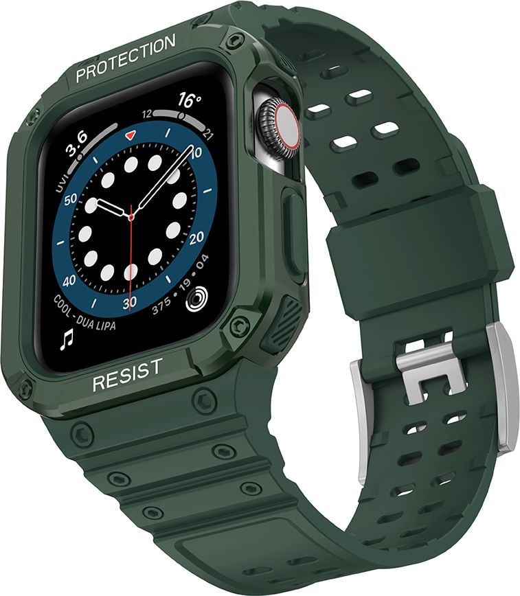 Rrip me kasë për orë smart Hurtel Protect Strap, për Apple Watch 45 44 42mm, jeshil