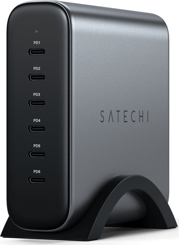 Karikues universal Satechi ST-C200GM-EU, 200W, 6 porta USB C PD GaN, gri