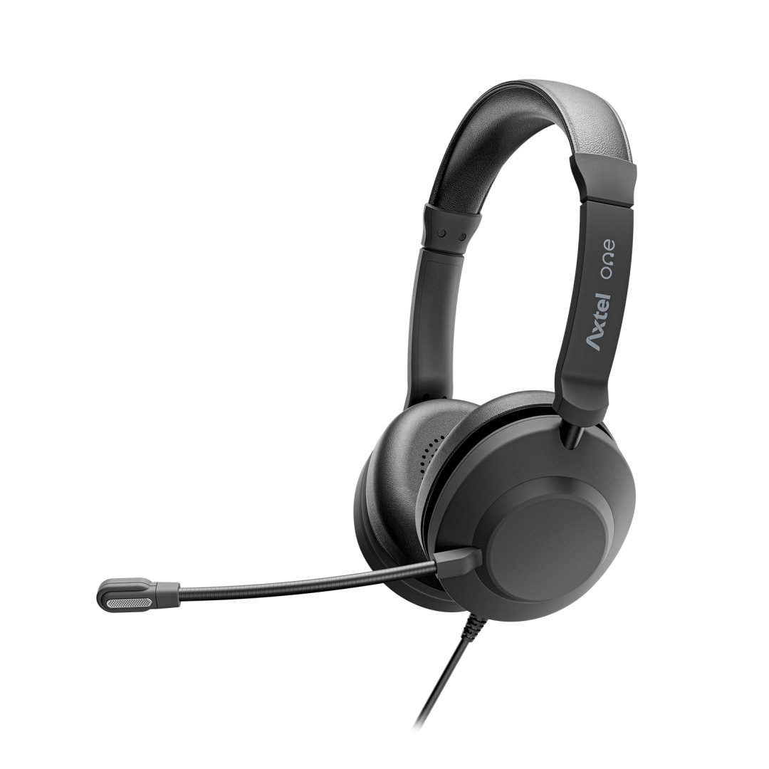 Kufje Axtel One UC35 Stereo HD, me kabllo, USB A USB C 3.5mm, e zezë