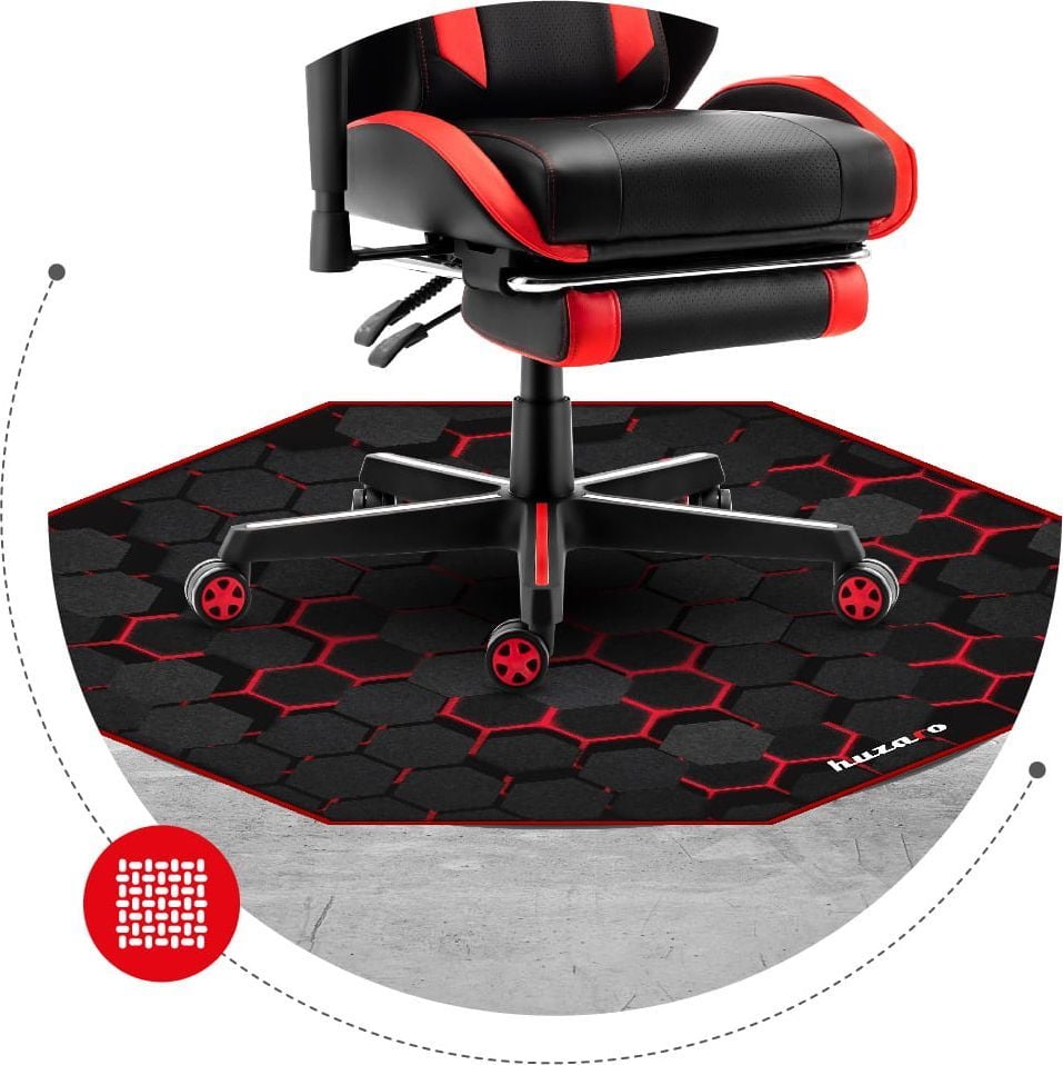 Тапет за гејминг столица Huzaro FloorMat 2.0, антилизгачки, осумаголна форма, црн со црвено