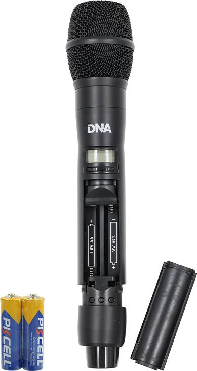 Sistem mikrofoni pa tela DNA TDRV 2, 2 mikrofona dorë, UHF, i zi
