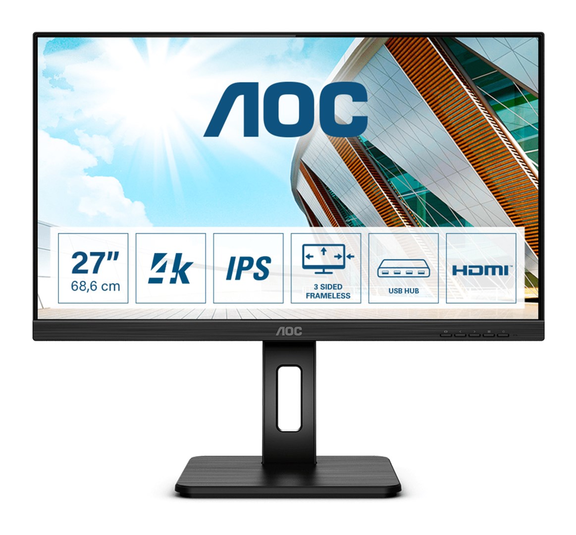 Monitor AOC U27P2CA, 27", 3840 x 2160, 4K Ultra HD, 60 Hz, i zi