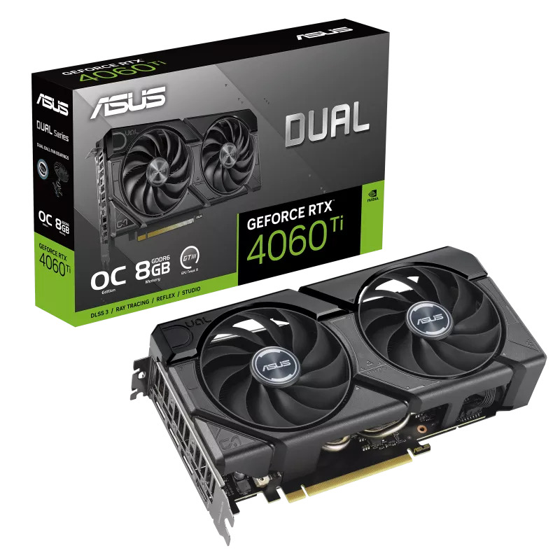 Kartë grafike ASUS Dual GeForce RTX 4060 Ti EVO OC, 8GB GDDR6, PCIe 4.0, e zezë