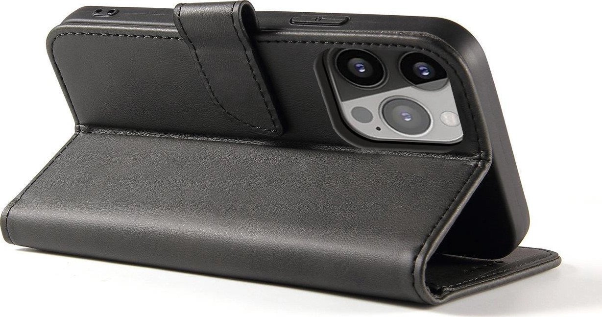 Këllëf magnetik portofol për telefon Tecno Pop 7, me kapak, i zi