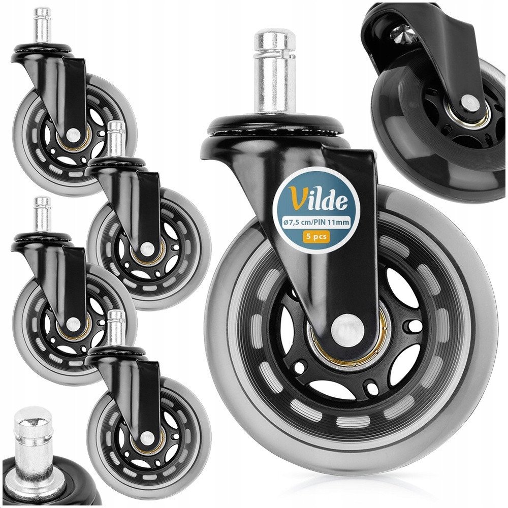 Set rrotash për karrige zyre General, 5 copë, gomë, lëvizje e qetë