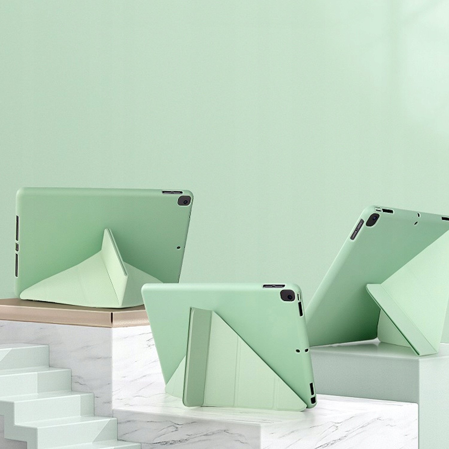 Mbulesë trifold për tablet iPad Air 11 Gen 6 2024, eco leather, mbyllje magnetike, e zezë