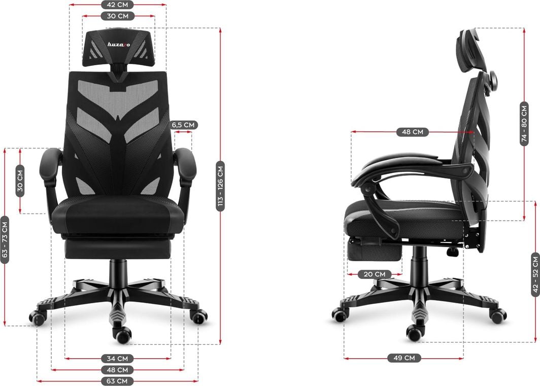 Karrige gaming Huzaro Combat 5.0, mekanizëm rrotullues, deri 140 kg, e zezë