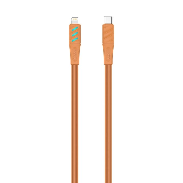 Kabllo USB-C në Lightning Havit HV-CB6255, PD 30W, 1m, portokalli