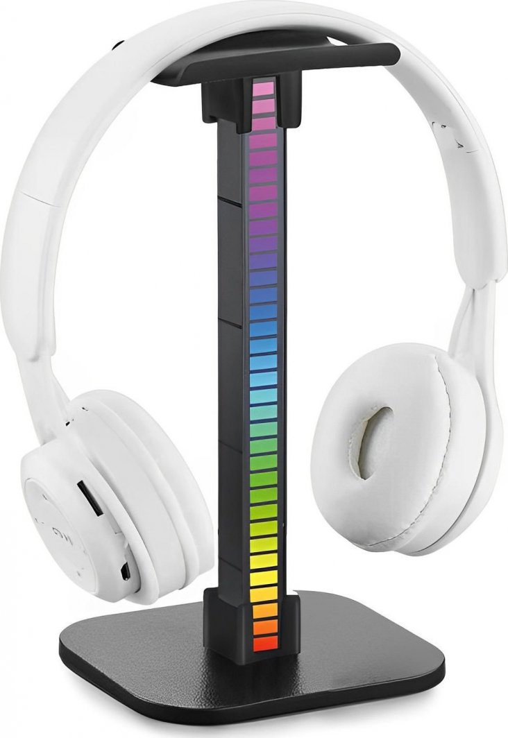 Mbajtëse për kufje Mozos D11, RGB, plastike, e zezë