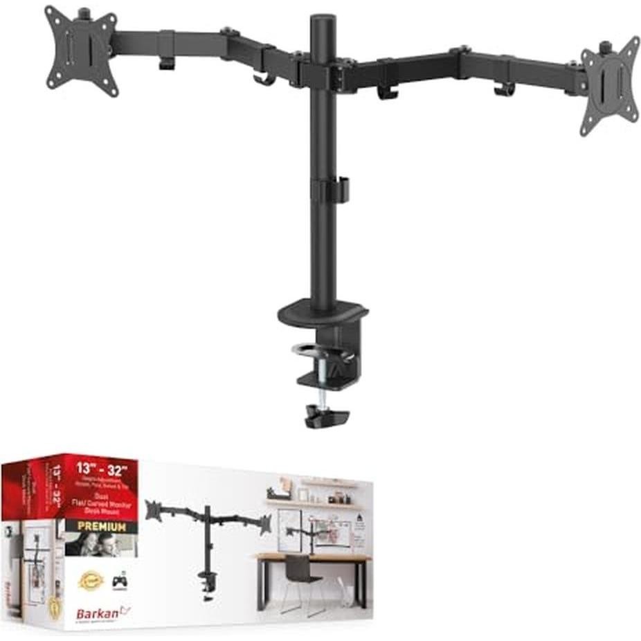 Krah monitori Barkan, për 2 monitorë 13"-32", i zi