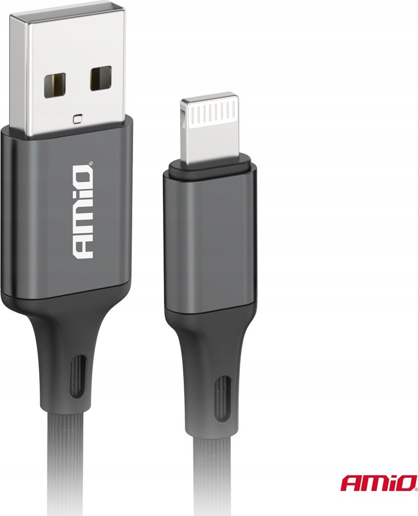 Kabllo karikimi AMiO 03901, USB në Lightning, 1m, 2A, e zezë