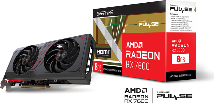 Графичка картичка Sapphire PULSE AMD Radeon™ RX 7600 GAMING 8GB, 8GB GDDR6