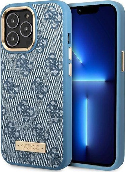 Mbulesë telefoni Guess GUHMP14LU4GPRB për iPhone 14 Pro 6.1", hard case, MagSafe, blu
