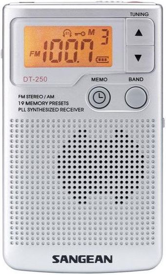 Radio portative Sangean Pocket 250 DT-250, FM AM, me kufje, e bardhë