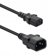 Kabllo zgjatuese energjie Qoltec, IEC C13 C14, 3x0.75mm², 1m, e zezë