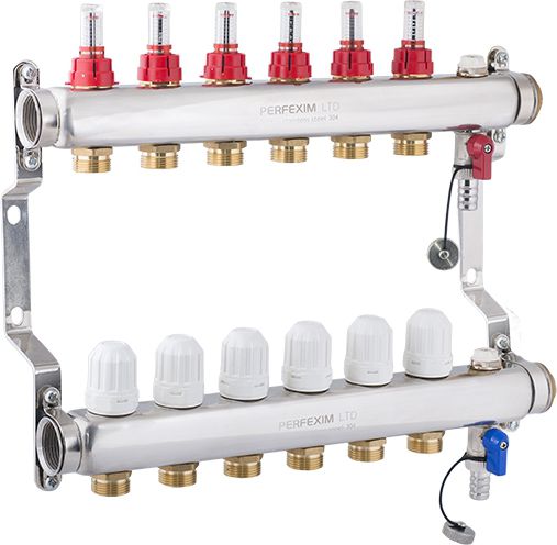 Distributori ngrohjes Perfekt System PHA-127 7, çelik inox, 6 bar, argjendtë