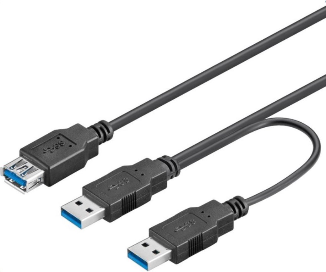 Kabllo USB PremiumCord USB A në 2x USB A, USB 3.0, i zi