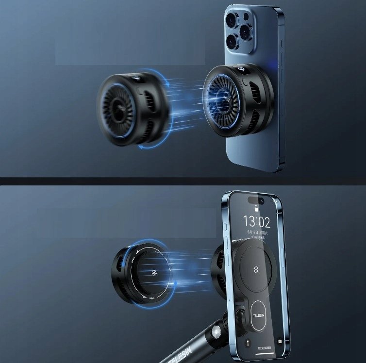 Ftohës telefoni Telesin, me karikues wireless, i zi